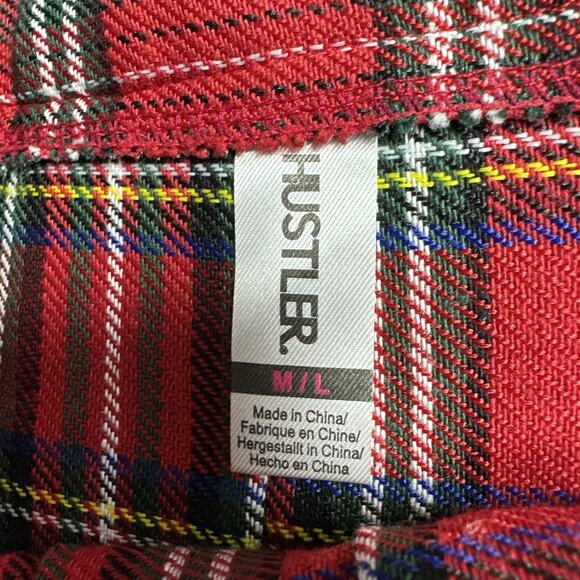 Y2K Hustler Red Plaid Pleated Micro Mini Skirt M/L Punk School Girl Sexy - Picture 7 of 11